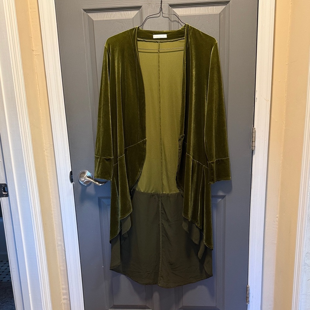 Olive Green Velvet Women's Jacket